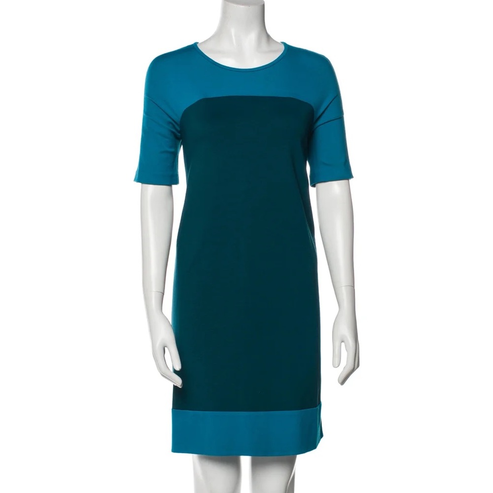 Kate Spade Racquel Blue Teal Short Sleeve Color Block Knit Shift Dress Size 4